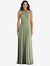 Alt View 2 Thumbnail - Sage High Neck Halter Backless Maxi Dress