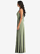 Alt View 3 Thumbnail - Sage High Neck Halter Backless Maxi Dress