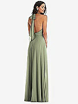 Alt View 4 Thumbnail - Sage High Neck Halter Backless Maxi Dress