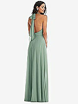 Alt View 4 Thumbnail - Seagrass High Neck Halter Backless Maxi Dress