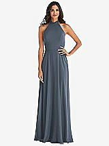 Alt View 1 Thumbnail - Silverstone High Neck Halter Backless Maxi Dress