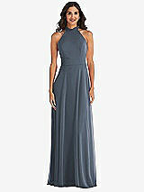 Alt View 2 Thumbnail - Silverstone High Neck Halter Backless Maxi Dress