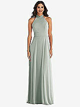 Alt View 2 Thumbnail - Willow Green High Neck Halter Backless Maxi Dress