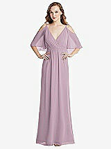 Alt View 1 Thumbnail - Suede Rose Convertible Cold-Shoulder Draped Wrap Maxi Dress