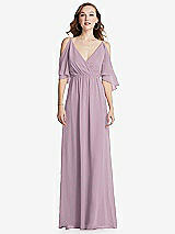 Front View Thumbnail - Suede Rose Convertible Cold-Shoulder Draped Wrap Maxi Dress