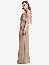 Side View Thumbnail - Topaz Convertible Cold-Shoulder Draped Wrap Maxi Dress