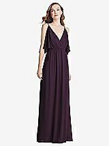 Alt View 3 Thumbnail - Aubergine Convertible Cold-Shoulder Draped Wrap Maxi Dress