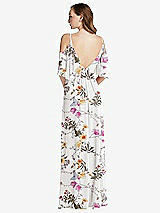 Rear View Thumbnail - Butterfly Botanica Ivory Convertible Cold-Shoulder Draped Wrap Maxi Dress