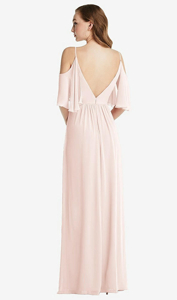 Back View - Blush Convertible Cold-Shoulder Draped Wrap Maxi Dress