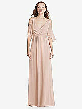 Front View Thumbnail - Cameo Convertible Cold-Shoulder Draped Wrap Maxi Dress