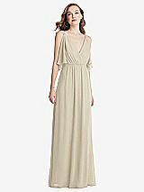 Alt View 3 Thumbnail - Champagne Convertible Cold-Shoulder Draped Wrap Maxi Dress