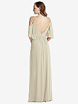 Rear View Thumbnail - Champagne Convertible Cold-Shoulder Draped Wrap Maxi Dress