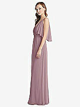 Alt View 2 Thumbnail - Dusty Rose Convertible Cold-Shoulder Draped Wrap Maxi Dress