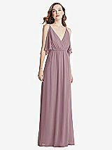 Alt View 3 Thumbnail - Dusty Rose Convertible Cold-Shoulder Draped Wrap Maxi Dress