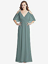 Alt View 1 Thumbnail - Icelandic Convertible Cold-Shoulder Draped Wrap Maxi Dress