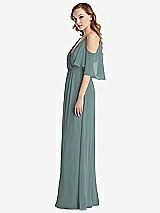 Side View Thumbnail - Icelandic Convertible Cold-Shoulder Draped Wrap Maxi Dress