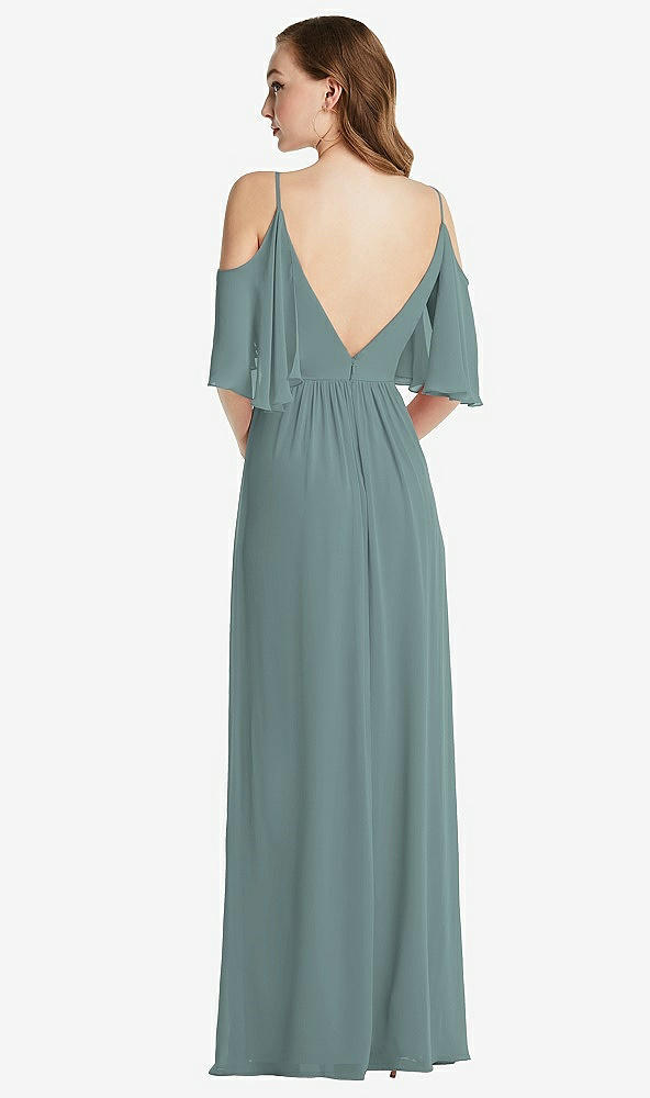 Back View - Icelandic Convertible Cold-Shoulder Draped Wrap Maxi Dress