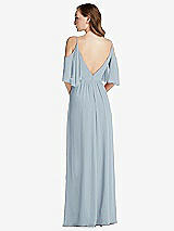 Rear View Thumbnail - Mist Convertible Cold-Shoulder Draped Wrap Maxi Dress