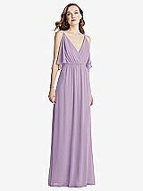 Alt View 3 Thumbnail - Pale Purple Convertible Cold-Shoulder Draped Wrap Maxi Dress