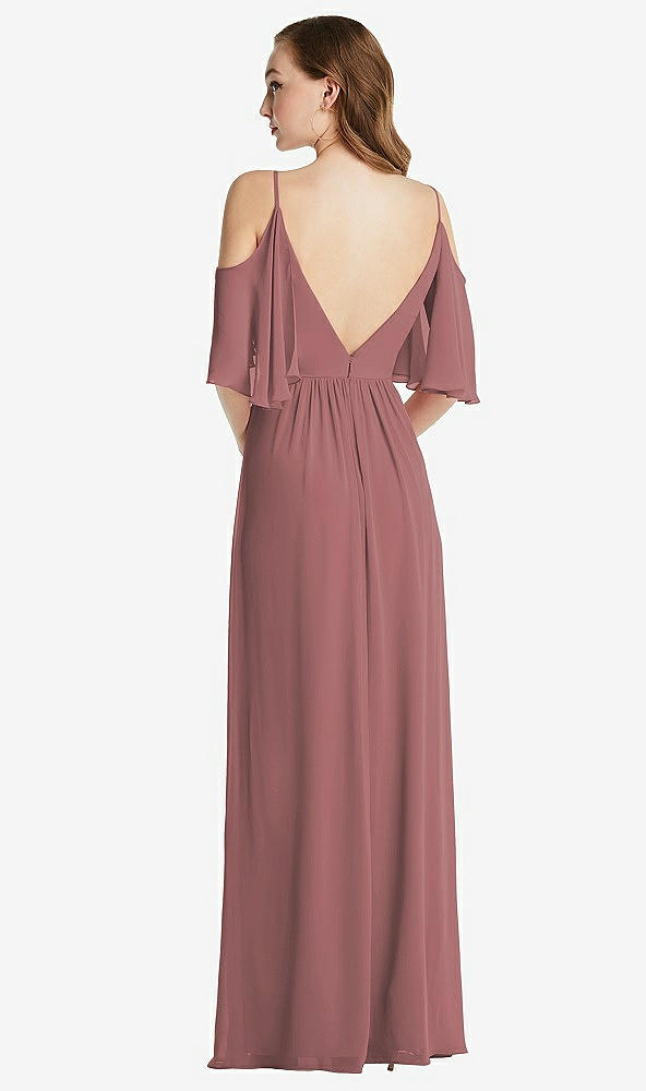 Back View - Rosewood Convertible Cold-Shoulder Draped Wrap Maxi Dress