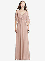 Front View Thumbnail - Toasted Sugar Convertible Cold-Shoulder Draped Wrap Maxi Dress