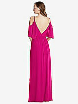 Rear View Thumbnail - Think Pink Convertible Cold-Shoulder Draped Wrap Maxi Dress