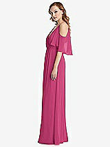 Side View Thumbnail - Tea Rose Convertible Cold-Shoulder Draped Wrap Maxi Dress