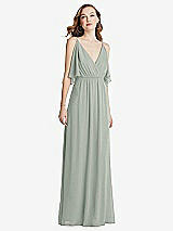 Alt View 3 Thumbnail - Willow Green Convertible Cold-Shoulder Draped Wrap Maxi Dress