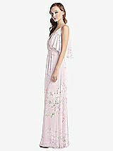 Alt View 2 Thumbnail - Watercolor Print Convertible Cold-Shoulder Draped Wrap Maxi Dress