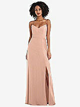 Front View Thumbnail - Pale Peach Tie-Back Cutout Maxi Dress with Front Slit