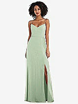 Front View Thumbnail - Celadon Tie-Back Cutout Maxi Dress with Front Slit