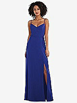 Front View Thumbnail - Cobalt Blue Tie-Back Cutout Maxi Dress with Front Slit