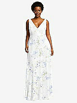 Front View Thumbnail - Bleu Garden Deep V-Neck Chiffon Maxi Dress