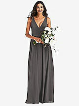 Alt View 2 Thumbnail - Caviar Gray Deep V-Neck Chiffon Maxi Dress