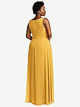 Rear View Thumbnail - NYC Yellow Deep V-Neck Chiffon Maxi Dress