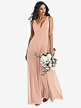 Alt View 1 Thumbnail - Pale Peach Deep V-Neck Chiffon Maxi Dress