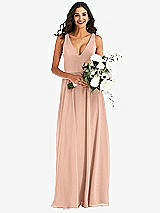 Alt View 2 Thumbnail - Pale Peach Deep V-Neck Chiffon Maxi Dress