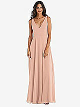 Alt View 3 Thumbnail - Pale Peach Deep V-Neck Chiffon Maxi Dress