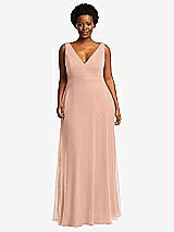 Front View Thumbnail - Pale Peach Deep V-Neck Chiffon Maxi Dress