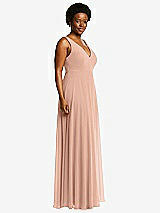 Side View Thumbnail - Pale Peach Deep V-Neck Chiffon Maxi Dress