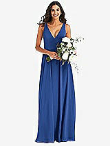 Alt View 2 Thumbnail - Classic Blue Deep V-Neck Chiffon Maxi Dress