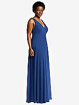 Side View Thumbnail - Classic Blue Deep V-Neck Chiffon Maxi Dress