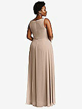 Rear View Thumbnail - Topaz Deep V-Neck Chiffon Maxi Dress