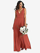 Alt View 1 Thumbnail - Amber Sunset Deep V-Neck Chiffon Maxi Dress