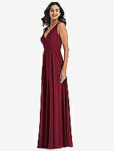 Alt View 4 Thumbnail - Burgundy Deep V-Neck Chiffon Maxi Dress