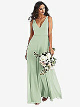 Alt View 1 Thumbnail - Celadon Deep V-Neck Chiffon Maxi Dress