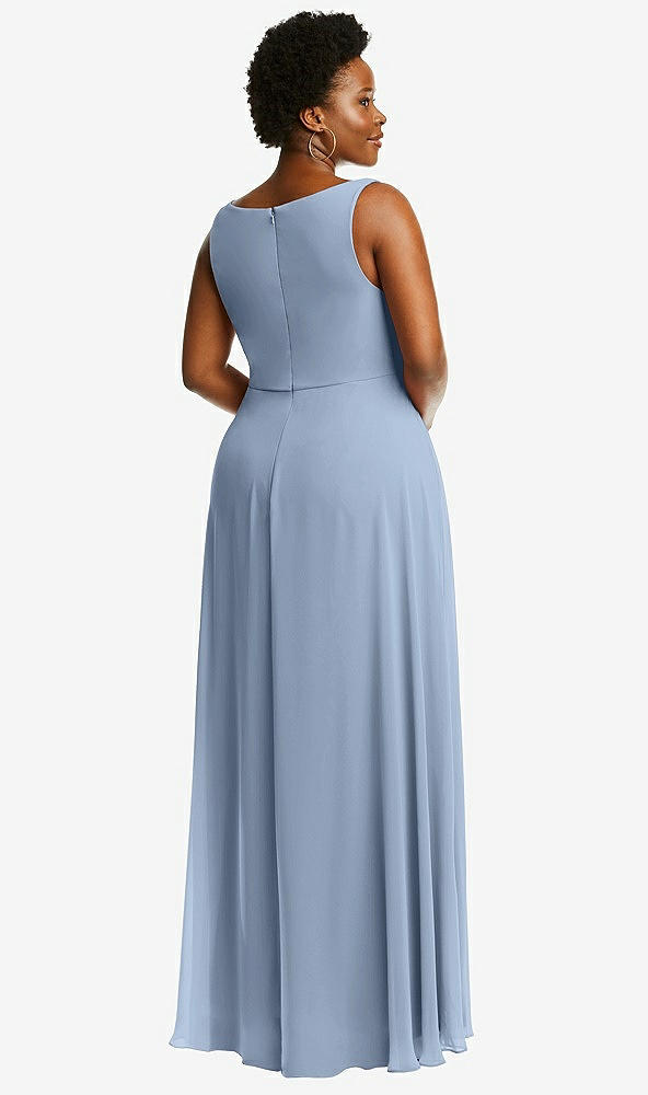 Back View - Cloudy Deep V-Neck Chiffon Maxi Dress