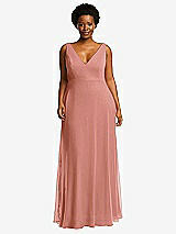 Front View Thumbnail - Desert Rose Deep V-Neck Chiffon Maxi Dress