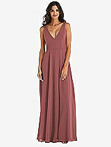 Alt View 3 Thumbnail - English Rose Deep V-Neck Chiffon Maxi Dress