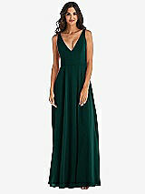 Alt View 3 Thumbnail - Evergreen Deep V-Neck Chiffon Maxi Dress